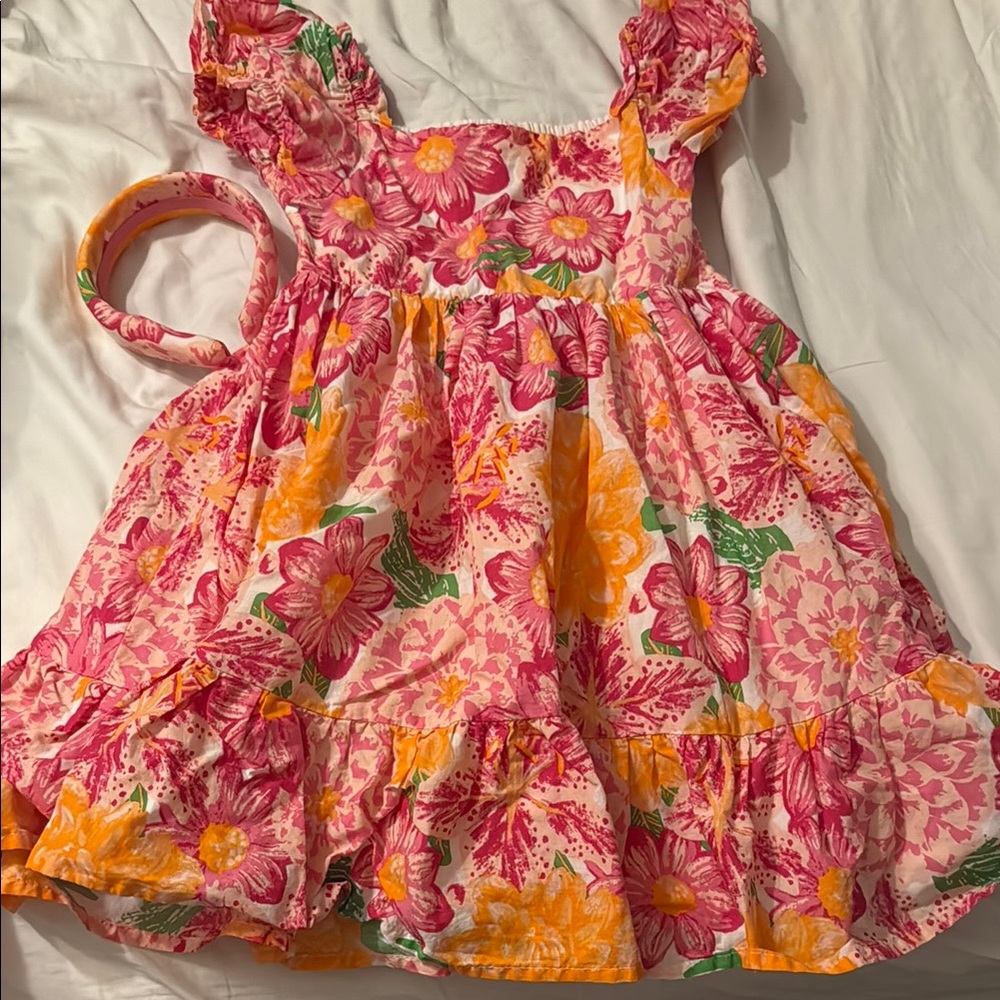 Joie Pink and Orange Ruffled Tie Front Sundress
